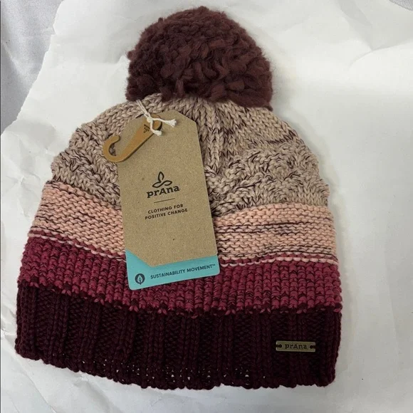 PranaKanin Beanie raisin one size fits all knitted tassel stocking hat